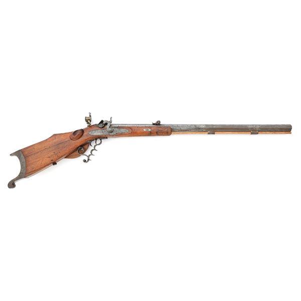 German Reverse Lock Percussion Schuetzen Rifle by Coster
