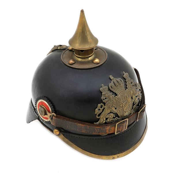 German WWI Bavarian Leather Pickelhaube