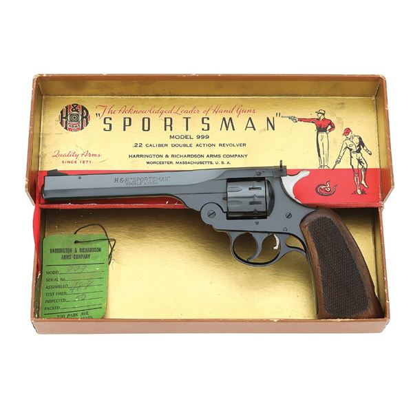 Excellent Harrington & Richardson Sportsman Double Action Revolver with Original Hinged Box