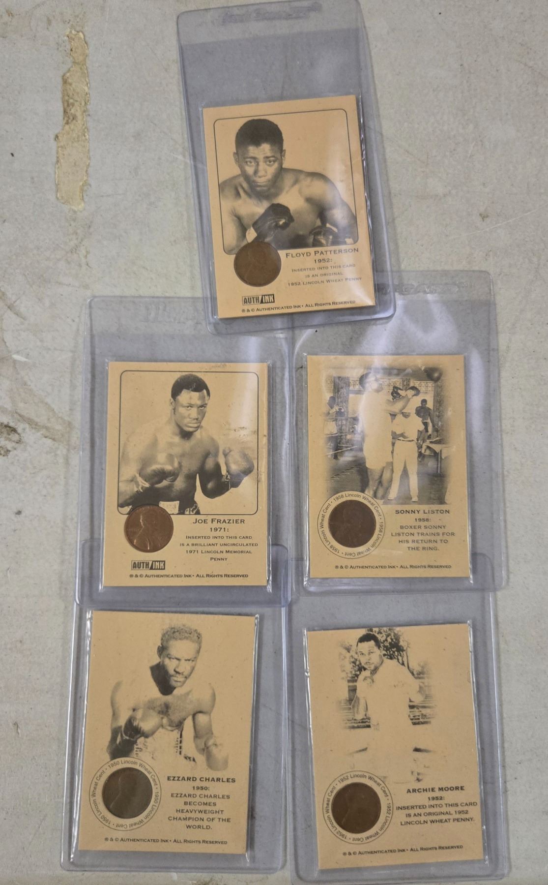 Boxing - Boxer Cards w/Pennies Including - Sonny Liston, Archie Moore ...