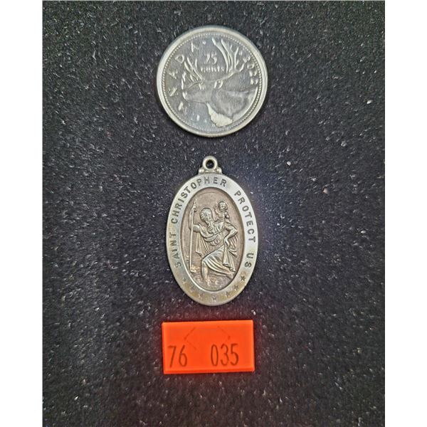 925 Sterling Silver Saint Chirstopher Pendant (4.88g)