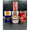 Image 1 : Shell, Pacific 66 & Silver Prime Motor Oil Cans