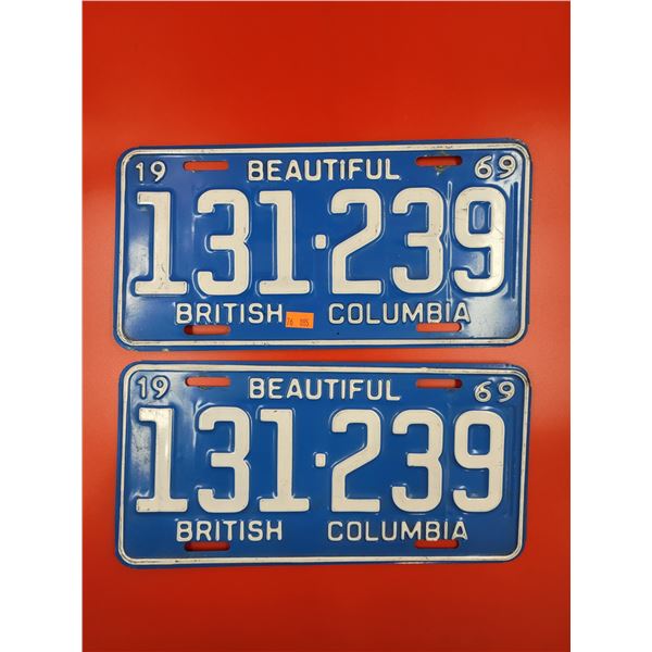 1969 British Columbia License Plate Pair