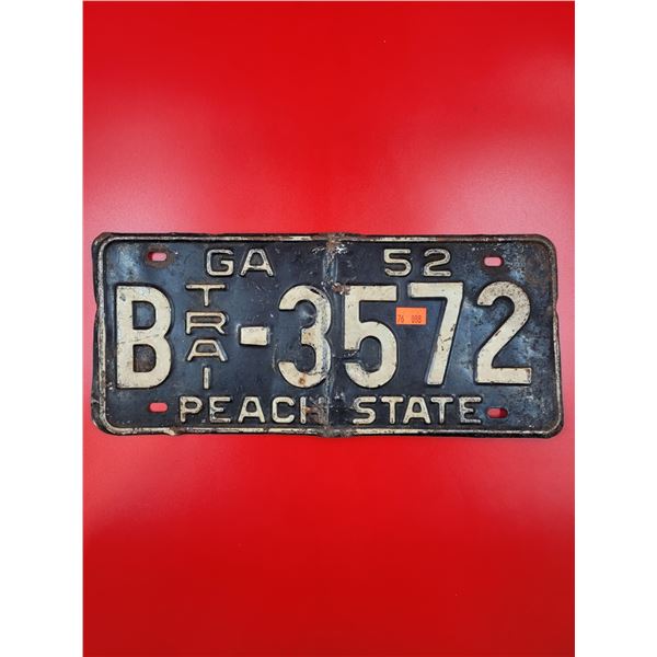 1952 Peach State License Plate