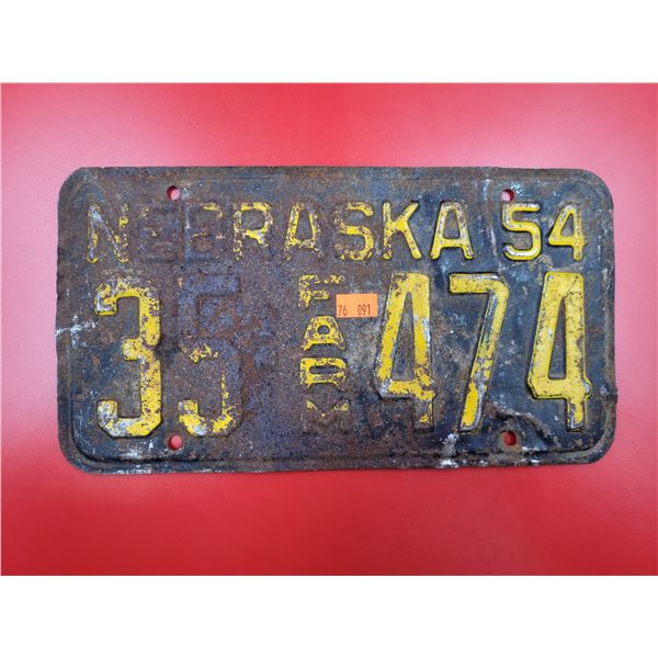 1954 Nebraska License Plate