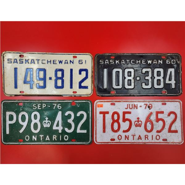 Vintage Ontario & Saskatchewan License Plates