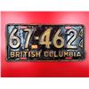 1944 British Columbia License Plate