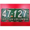Image 1 : 1948 British Columbia License Plate