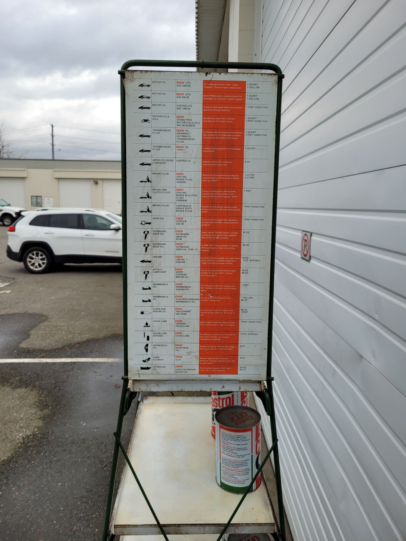 Rare Vintage Castrol Oil Gas Station Tin Display Rack Includes Full Oil ...