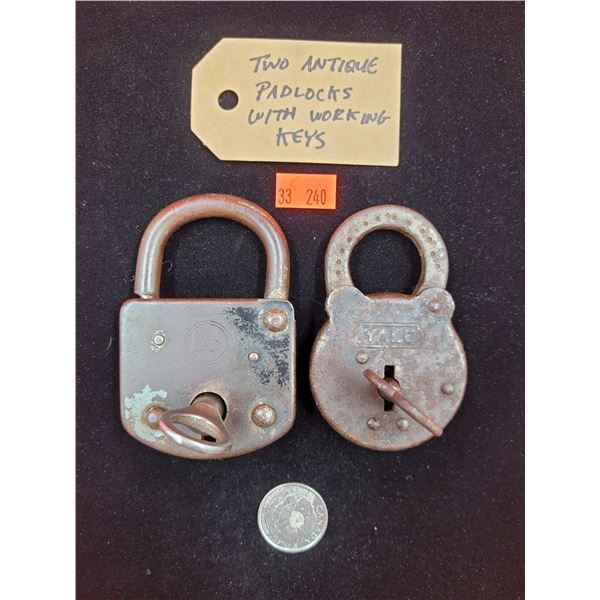 Two Antique Padlocks w/ Working Keys