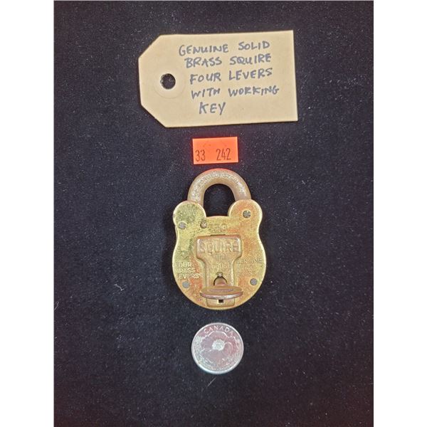 Genuine Solid Brass Squire Four Levers w/ Working Key