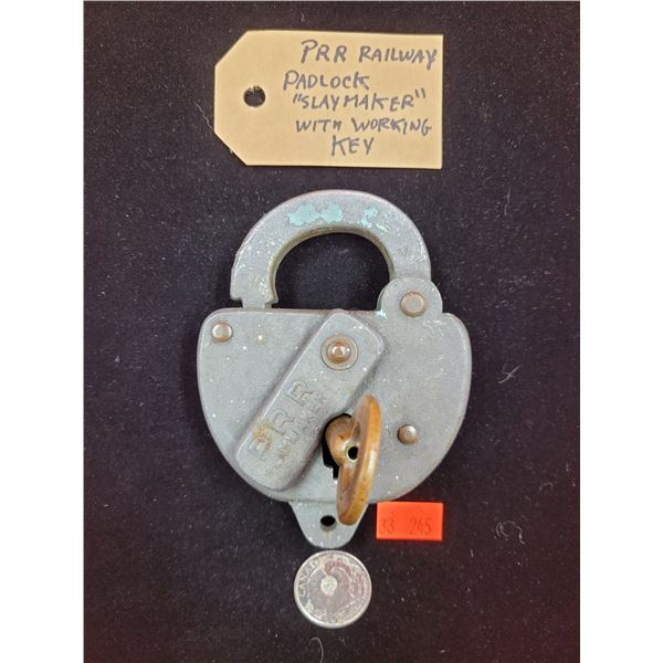 PRR Railway Padlock  Slaymaker  w/ Working Key