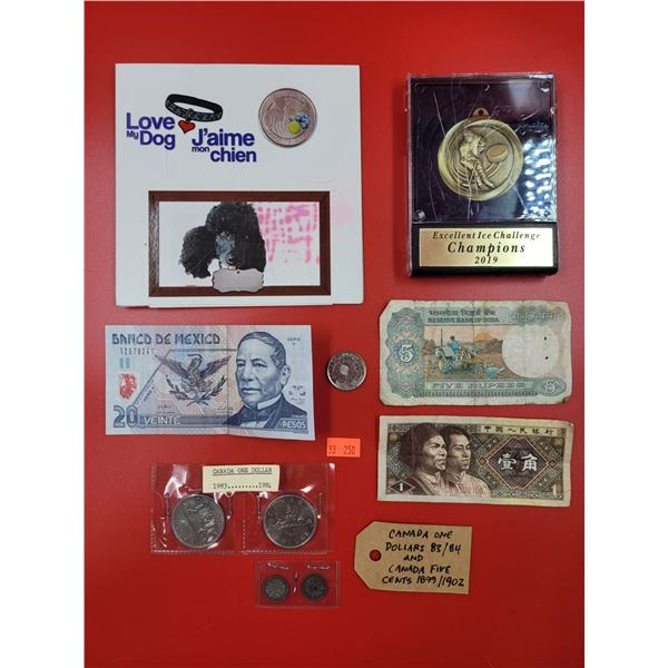 Hockey Medal & World Currency Lot