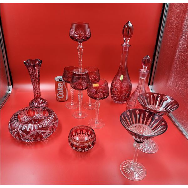 Decanter, Glasses & Vase