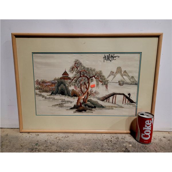 Vintage Original Silk Framed Artwork