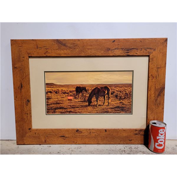 Pine Framed Horse Picture
