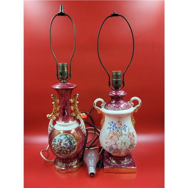 2 Antique Porcelain Table Lamps