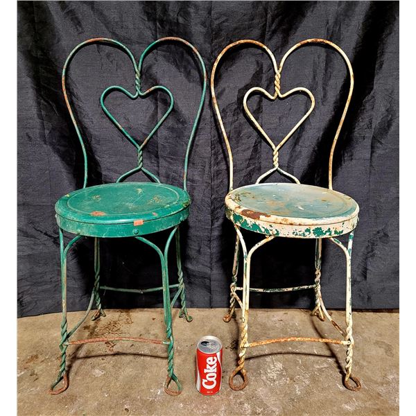 2 Antique Metal Ice Cream Parlor Chairs