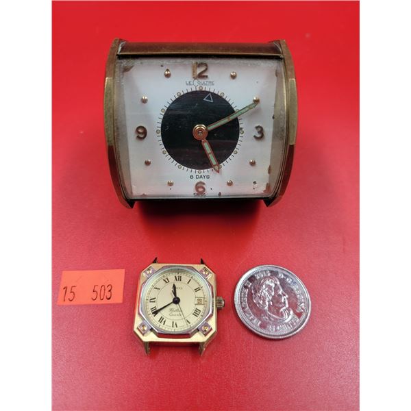Vintage LeCoultre 8 Day Clock and Vintage Gucci Watch (Working)