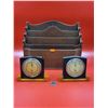 Image 1 : Vintage Taylor Instruments Temperature Gauges and Wooden Desk Organizer