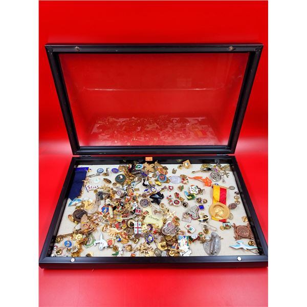 Display Case Full of Pins and Badges