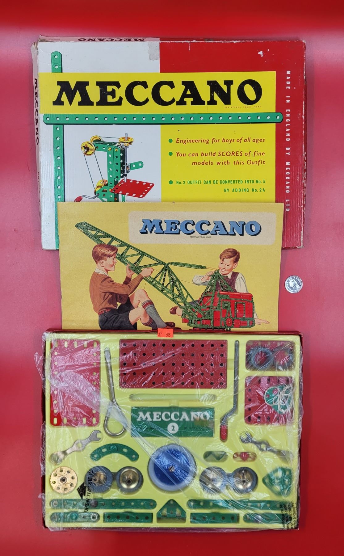 Vintage Meccano Parts Lot Plus Box Vintage Meccano Parts Lot Plus Box