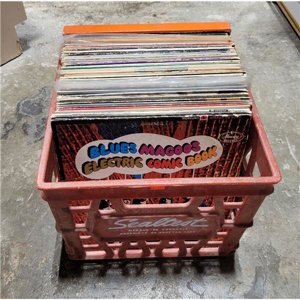 Crate of Vinyl Records