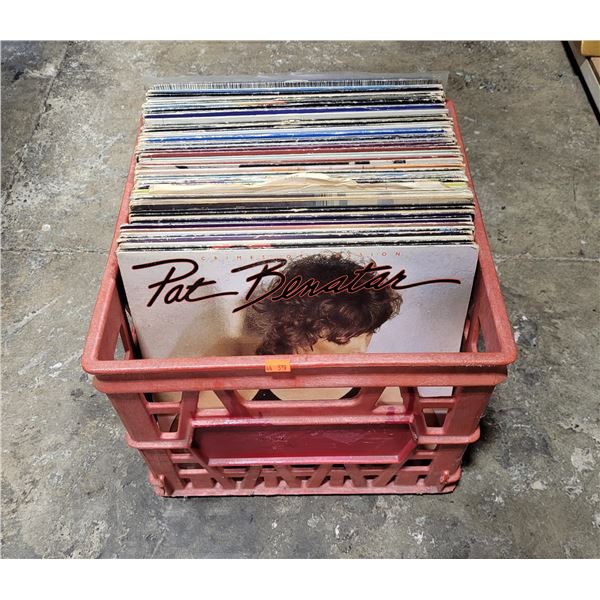 Crate of Vinyl Records
