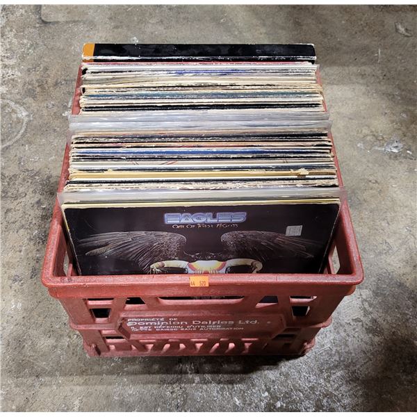 Crate of Vinyl Records