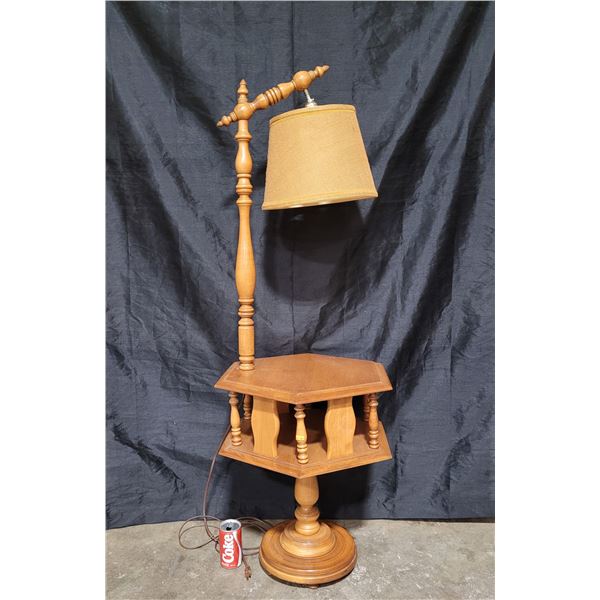 MCM Maple End Table Floor Lamp