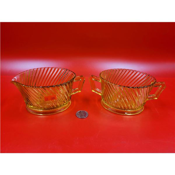 Depression Federal Glass Cream and Sugar Set