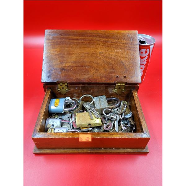 Vintage Storage Box Full of Old Keys and Locks