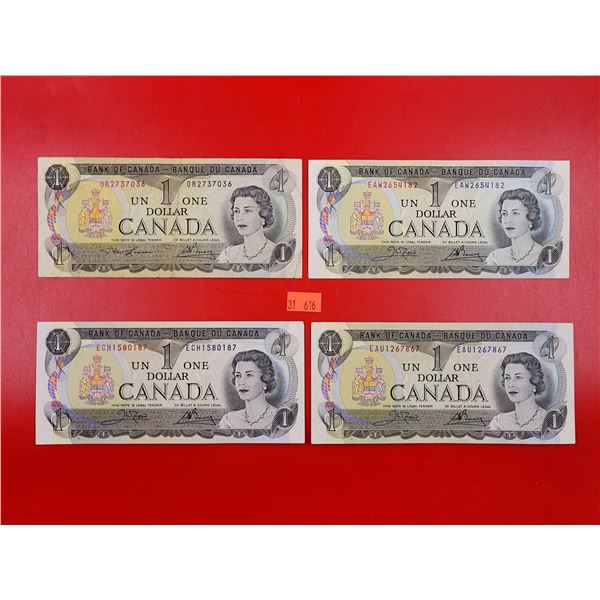 4 1973 Dollar Bills