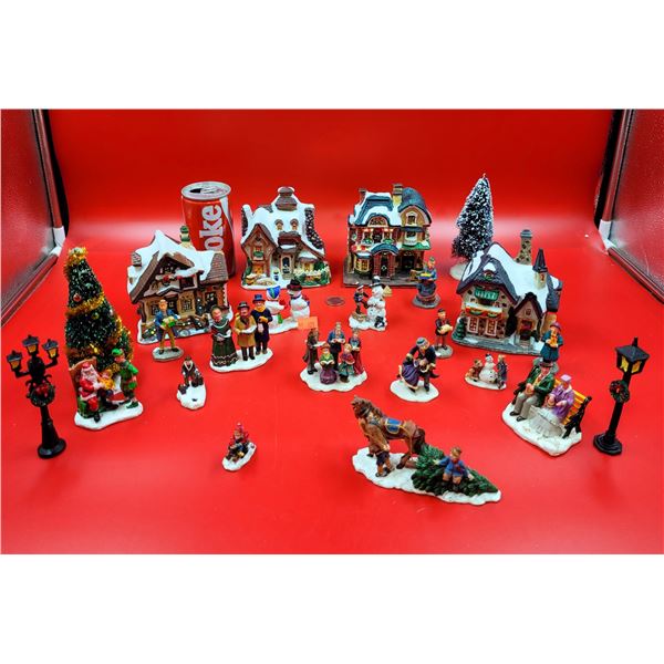 4 Christmas Houses/14 Figurines and 2 Trees