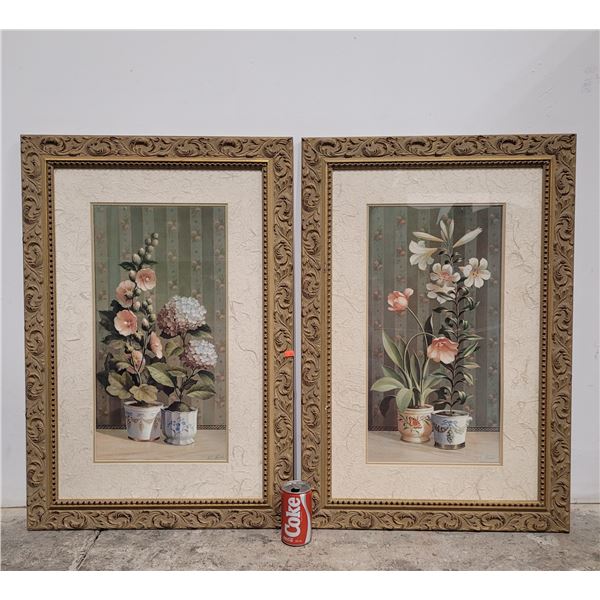 2 Large Framed Floral Prints