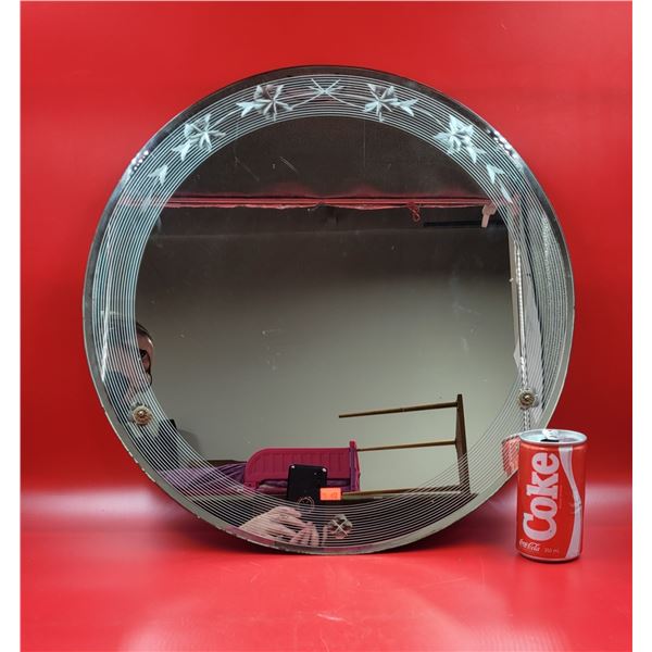 Vintage Etched Round Wall Mirror
