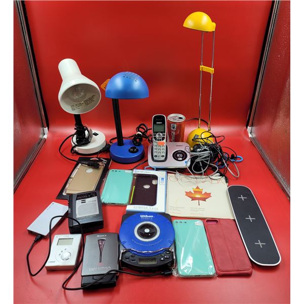 Lamps, Landline Phone, Phone Cases, & Wilson CD Player