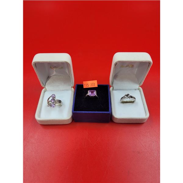 3 Sterling Silver Rings (11.38g)