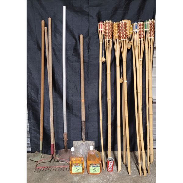Outdoor Tiki Torches, Citronella Lamp Oil, & Garden Tools