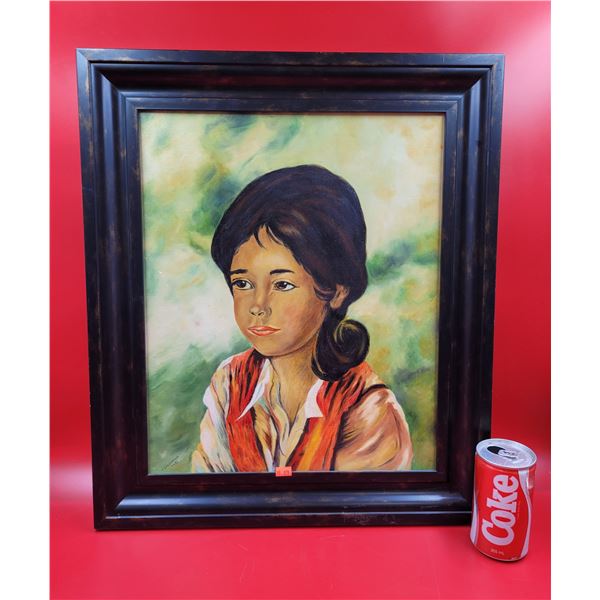 Framed & Signed Little Girl Painting E.Collinson 1971
