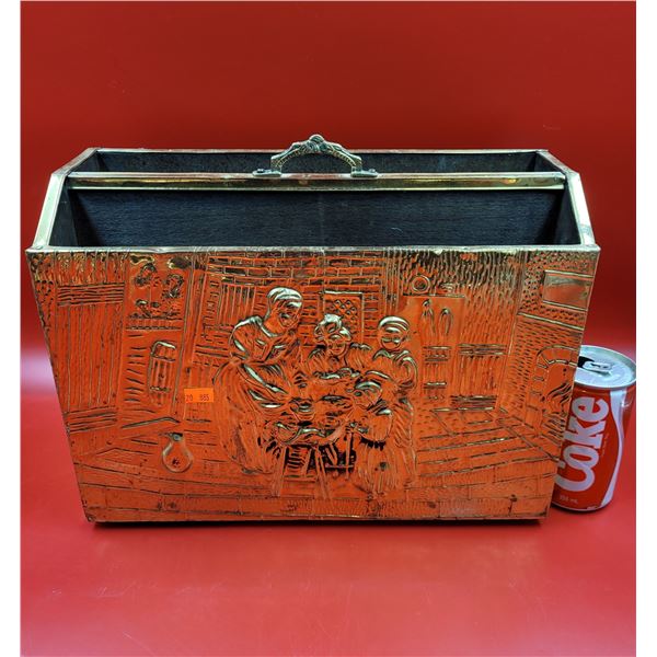 Vintage Embossed Brass Magazine Holder
