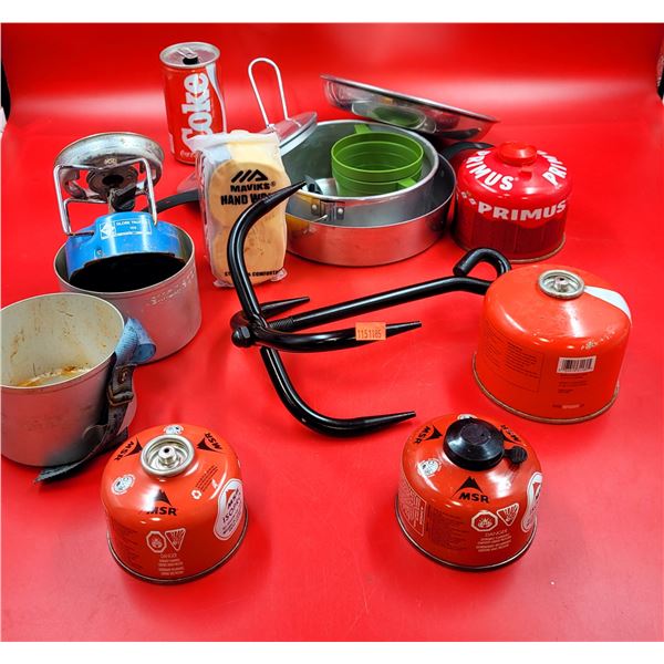 Camping Stove, Fuel Canisters, Grappling Hook, & More