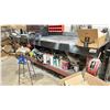 Image 1 : 10'X3'X37" METAL WORK BENCH WITH 5" VISE AND RETRACTABLE AIR HOSE AND FILES. CONTENTS NOT INCLUDED