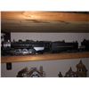 Image 8 : 3 shelves full off assorted collectible model trains/ toy cars/ miniature houses & shops