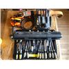 Image 2 : Group of assorted tools - screwdrivers set/ ratchet straps/ tool bag/ nailer/ level