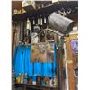 Image 8 : Large group of assorted automotive metal shop items - includes air tools / hanging lights / automoti