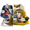 Image 1 : Group of misc. metal shop items - includes battery charger / light fixtures / automotive fluids etc