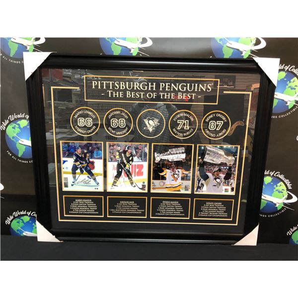 CUSTOM FRAMED PENGUINS GREATS QUAD SIGNED DISPLAY 30 X 34 (FRAMEWORTH COA)