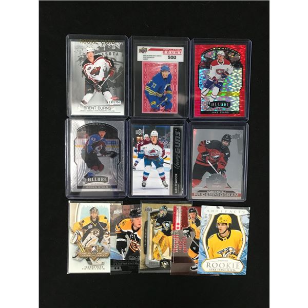 LOT OF 11 NHL STAR INSERT AND ROOKIE CARDS