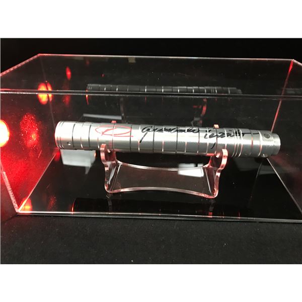 GIANCARLO ESPOSTIO AND RAY PARK DUAL SIGNED INCASED LIGHT SABER WWOC COA